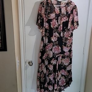 Astr The Label Women's Black Pink Floral Lined Maxi Dress Size 1X